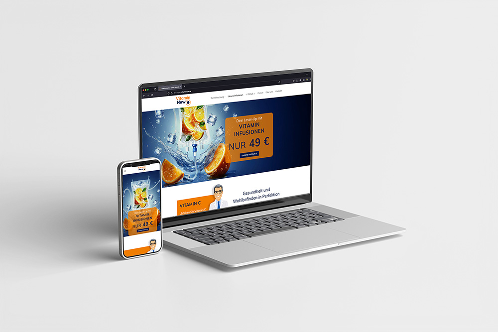 Webseite mit Onlineterminbuchung für VitaminNow.de