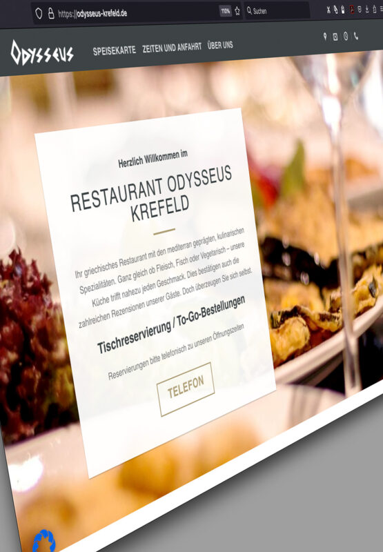 Webseiten Gestaltung und Betreuung Restaurant Odysseus Krefeld